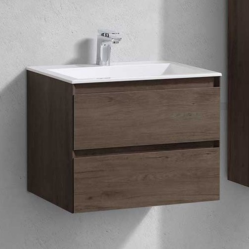 Тумба под раковину Vincea Luka 60 подвесная, 2 ящика, темный дуб