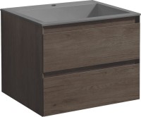 Тумба под раковину Vincea Luka 60 подвесная, 2 ящика, темный дуб