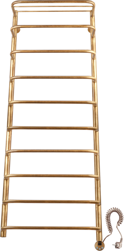 Полотенцесушитель электрический Secado Мерида 2 125x55 см, подключение справа, бронза, лесенка, латунь, с полкой