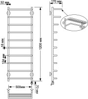 Полотенцесушитель электрический Secado Мерида 2 125x55 см, подключение справа, бронза, лесенка, латунь, с полкой