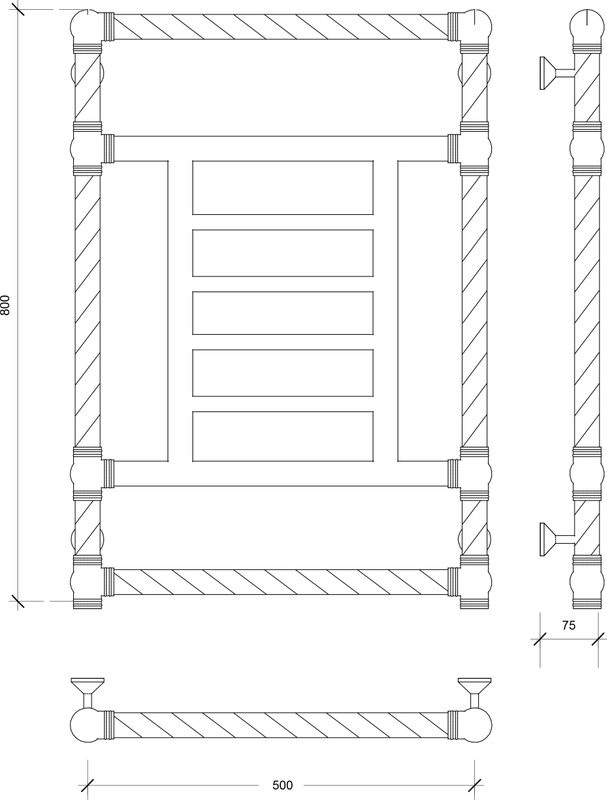 Полотенцесушитель водяной Secado Фалерони 3 Trenza 80x55 см, бронза, лесенка, латунь