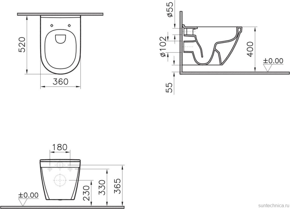 Унитаз подвесной VitrA S50 7740B003-0075 безободковый