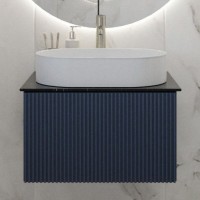 Тумба под раковину со столешницей La Fenice Terra 60 подвесная, синяя, столешница черный мрамор