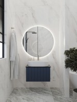 Тумба под раковину со столешницей La Fenice Terra 60 подвесная, синяя, столешница черный мрамор