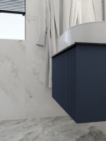 Тумба под раковину со столешницей La Fenice Terra 60 подвесная, синяя, столешница черный мрамор