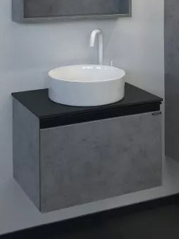 Тумба с раковиной Comforty Эдинбург 60 подвесная, светлый бетон, с раковиной Comforty 9111