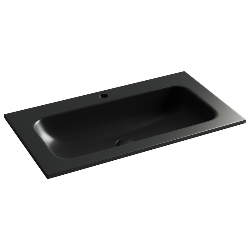 Мебель для ванной комнаты Sancos Marmi 1.0 80 черная раковина, дуб галифакс натуральный