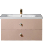 Тумба с раковиной Armadi Art NeoArt 80 капучино с ручками Flora золото