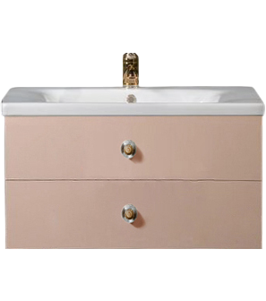 Тумба с раковиной Armadi Art NeoArt 80 капучино с ручками Flora золото