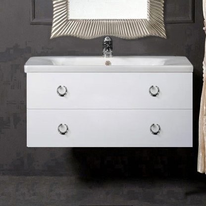 Тумба с раковиной Armadi Art NeoArt 100 white с ручками Drop хром