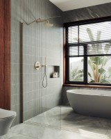 Душевая перегородка Maybahglass MGD-683-2ш 119 см, профиль бронза, стекло прозрачное