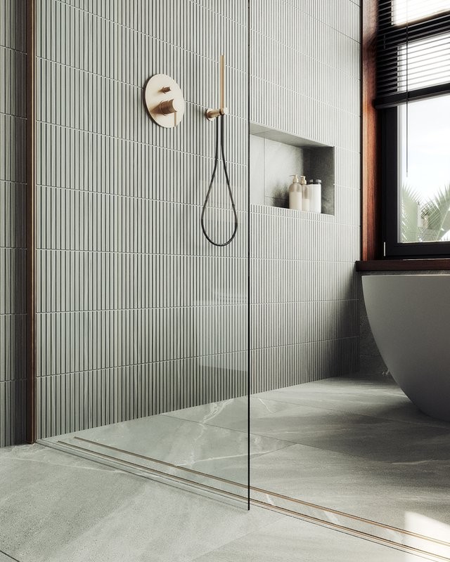 Душевая перегородка Maybahglass MGD-683-2ш 119 см, профиль бронза, стекло прозрачное