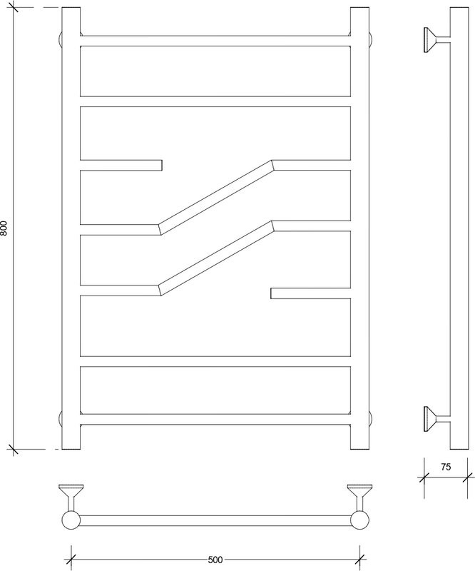 Полотенцесушитель водяной Secado Риволи 4673739228241 80x55 см, матовый черный, лесенка