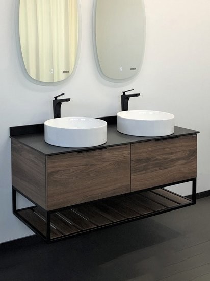 Тумба с раковиной Comforty Порто 120-2 подвесная, темнно-коричневый дуб, с раковиной Comforty 9110