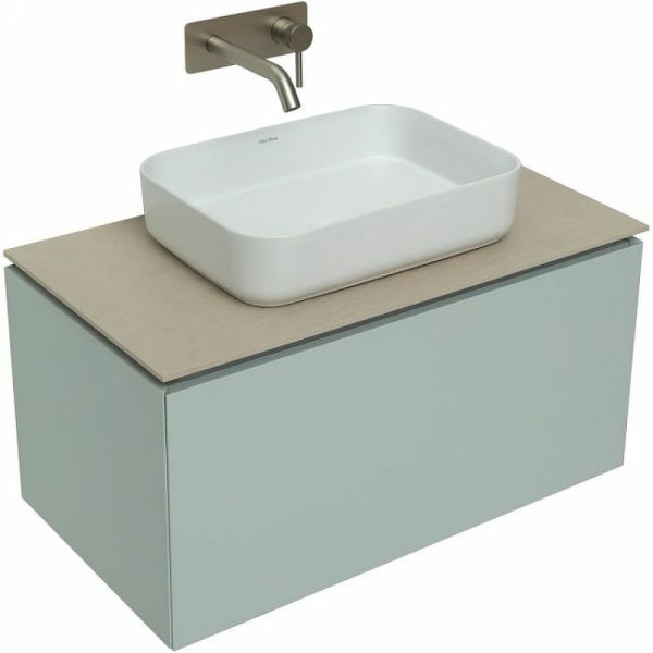 Тумба под раковину со столешницей Allen Brau Infinity 85 1+1, подвесная, папирус матовый, столешница бежевая