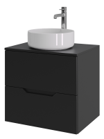 Тумба с раковиной Orange Line 60 подвесная, 2 ящика, матовая черная с раковиной B09-360W