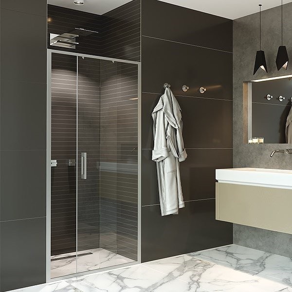 Душевая дверь в нишу Alex Baitler AB61C110 110 см, профиль сатин , стекло прозрачное