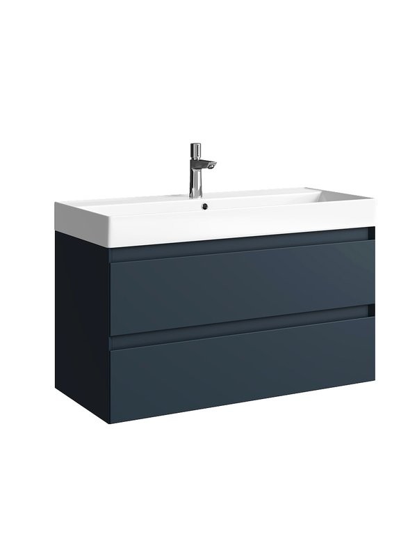 Тумба под раковину без столешницы Aqwella 5 stars Geometria 100 подвесная, 2 ящика, серая