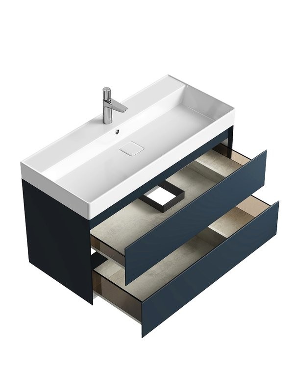 Тумба под раковину без столешницы Aqwella 5 stars Geometria 100 подвесная, 2 ящика, серая