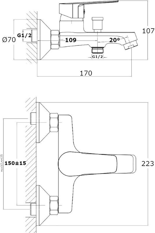 Смеситель для ванны с душем Orange Loop Loop M26-100B