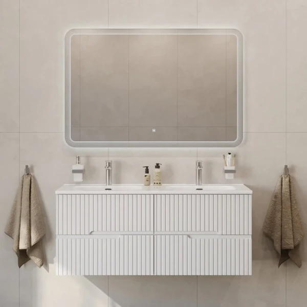 Мебель для ванной комнаты Cezares Duet 120 bianco lucido, раковина Cezares CZR-8095-120-2 двойная