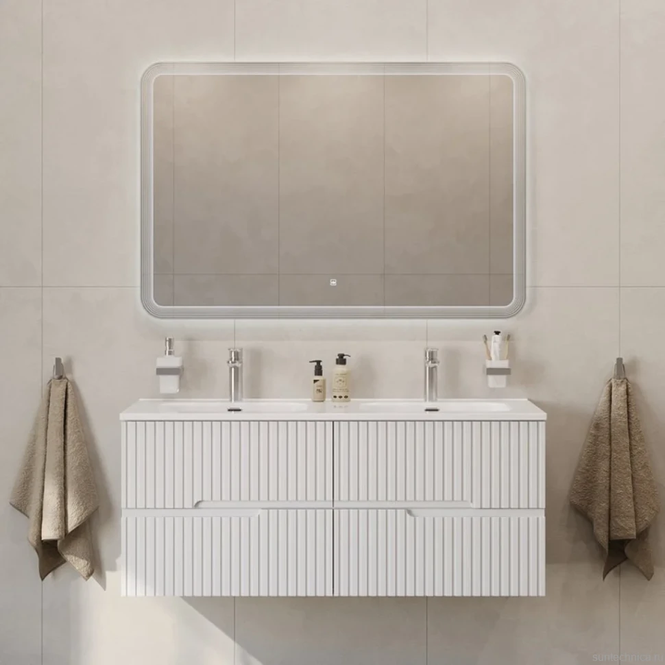 Мебель для ванной комнаты Cezares Duet 120 bianco lucido, раковина Cezares CZR-8095-120-2 двойная