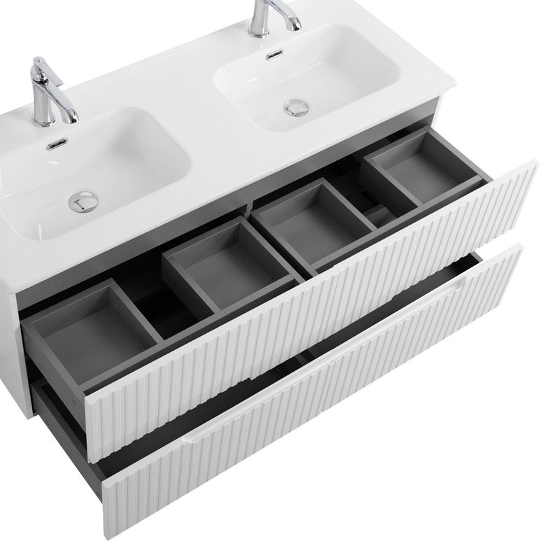 Мебель для ванной комнаты Cezares Duet 120 bianco lucido, раковина Cezares CZR-8095-120-2 двойная