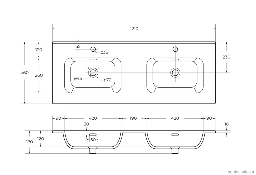Мебель для ванной комнаты Cezares Duet 120 bianco lucido, раковина Cezares CZR-8095-120-2 двойная