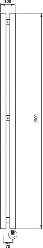 Полотенцесушитель электрический Secado Бергамо 2К 1500х70 150x10 см, подключение справа, хром, I-образный