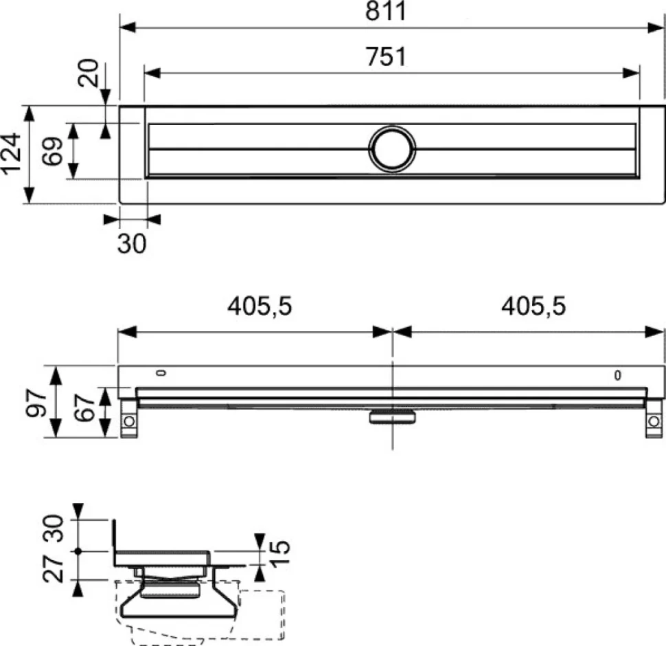 Душевой трап (лоток) TECE Drainline TECEdrainline 600801 80 см комплект