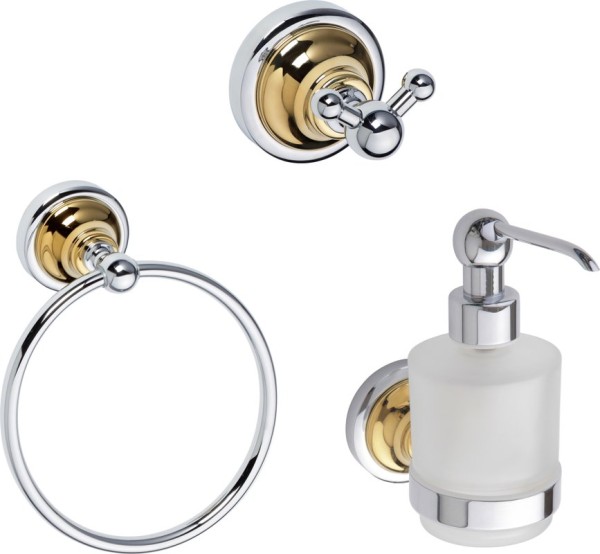 Набор Дозатор Bemeta Retro 144209108 хром, золото + Полотенцедержатель + Крючок