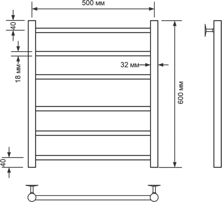 Полотенцесушитель водяной Comfysan Luce W-6 60х50 60x55 см, матовый белый, лесенка
