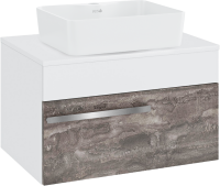 Тумба с раковиной Runo Вудлайн 65 подвесная, железный камень, раковина Lavello 50