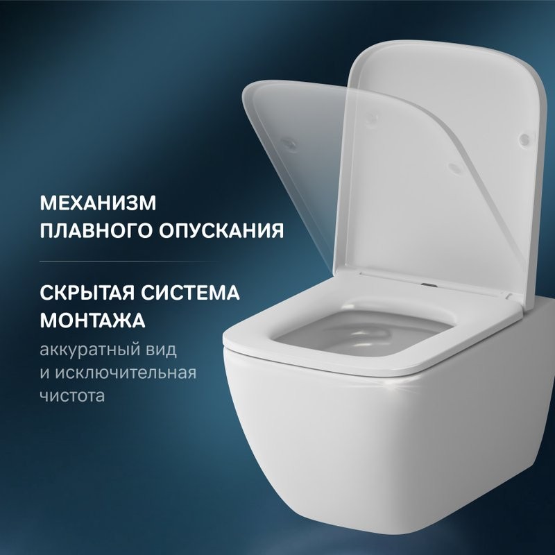 Унитаз подвесной AM.PM Gem C901701SC безободковый, с микролифтом