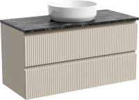 Тумба под раковину со столешницей Sancos Snob R 100 beige soft, столешница черный мрамор