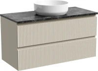 Тумба под раковину со столешницей Sancos Snob R 100 beige soft, столешница черный мрамор