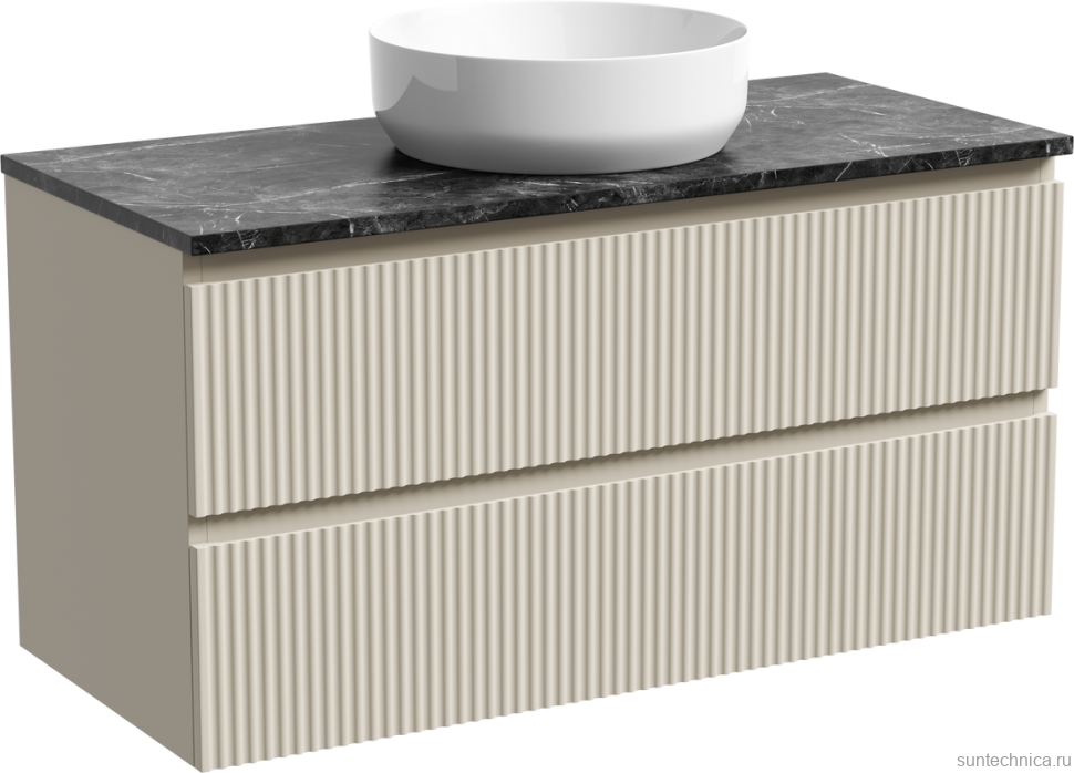Тумба под раковину со столешницей Sancos Snob R 100 beige soft, столешница черный мрамор