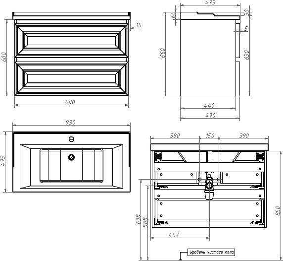 Мебель для ванной комнаты Caprigo Ponza 90 белая