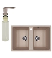 Мойка кухонная Ulgran U-608 302 песочная + дозатор U-02 песочный Мойка кухонная Ulgran U-608 302 песочная + дозатор U-02 песочный