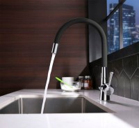 Смеситель для кухни Lemark Comfort LM3075C с гибким изливом, хром, черный