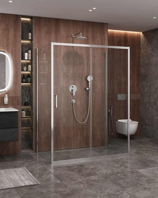 Душевой уголок Cezares Molveno AH-12 150х80 см, профиль хром, стекло прозрачное