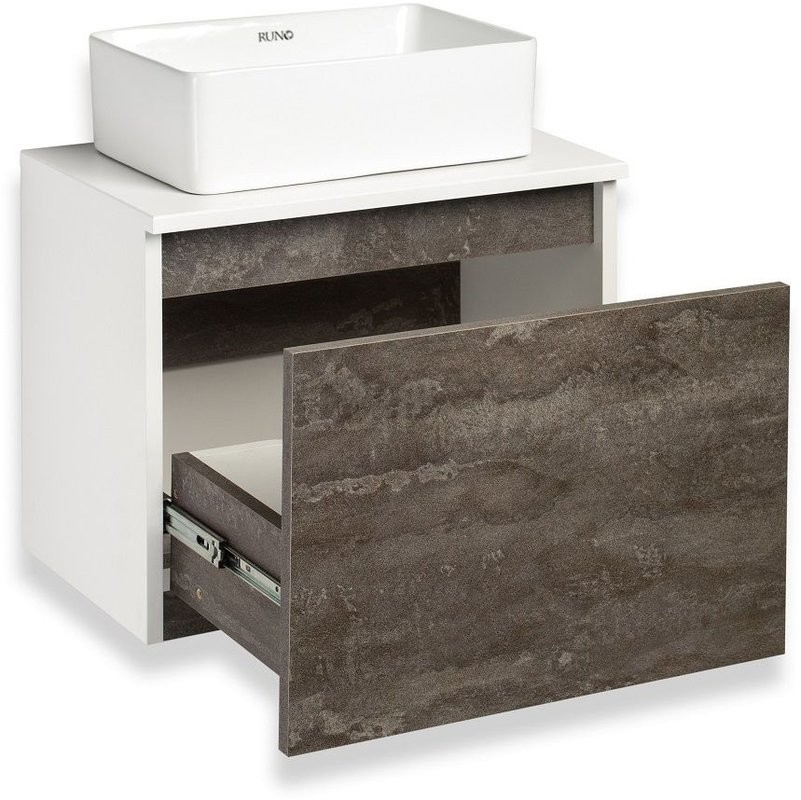 Мебель для ванной комнаты Runo Бари 50 железный камень, раковина Duo 40