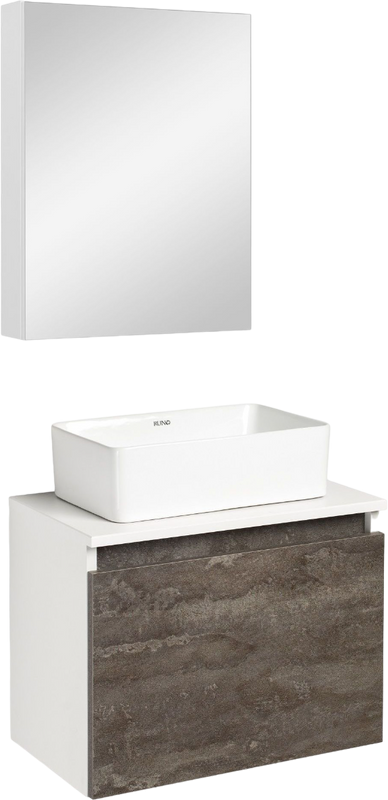 Мебель для ванной комнаты Runo Бари 50 железный камень, раковина Duo 40
