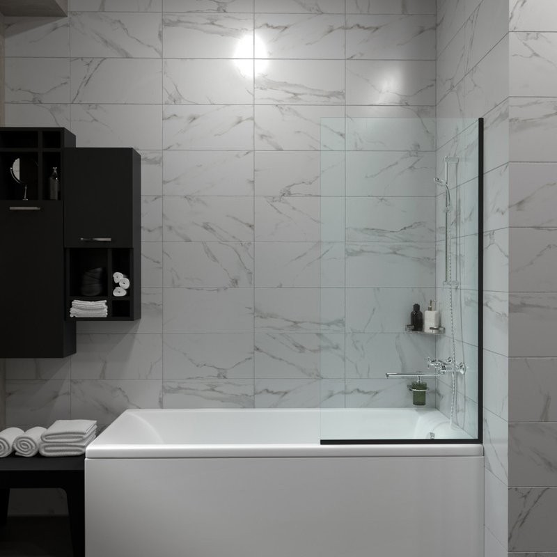 Шторка на ванну Triton Статик Блэк 50х140 профиль матовый черный