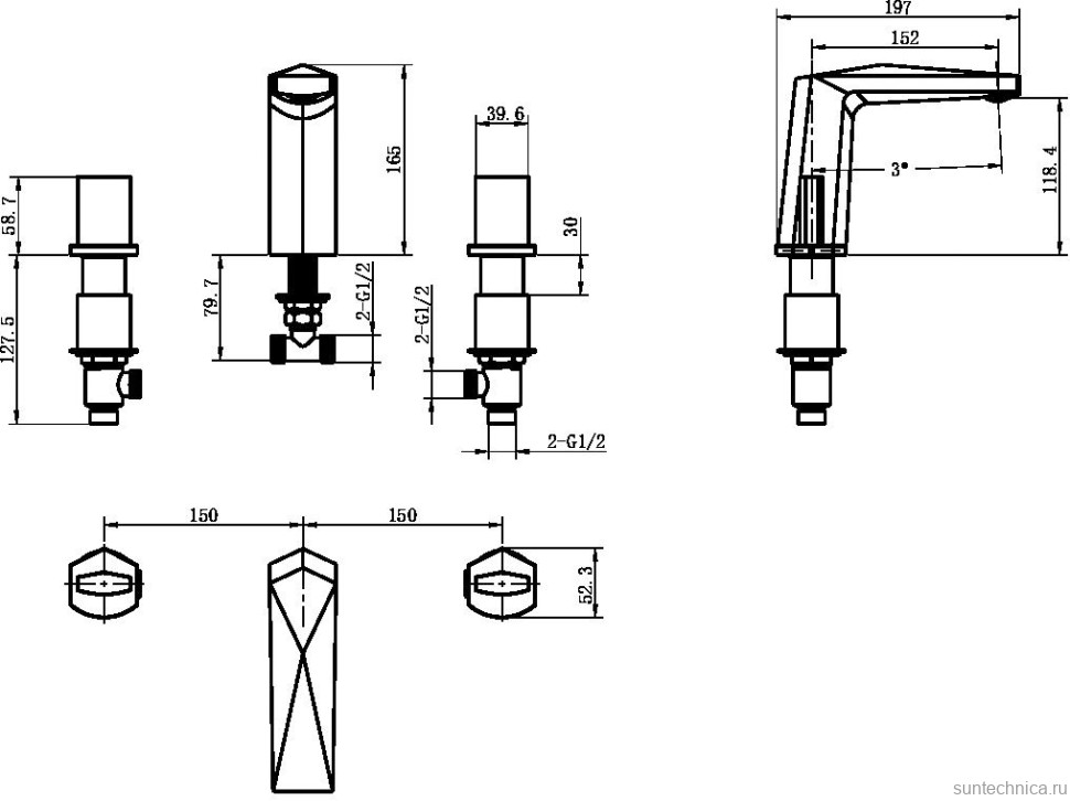 Смеситель для раковины Boheme Venturo 150-BCR-TOUCH черный, хром