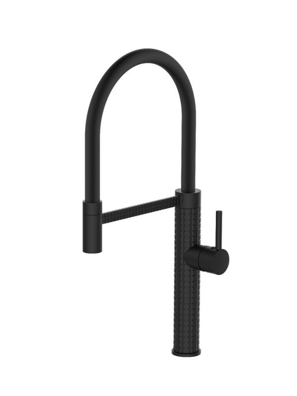 ESKO. Смеситель для кухни, гибкий излив, черный матовый