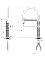 ESKO. Смеситель для кухни, гибкий излив, черный матовый