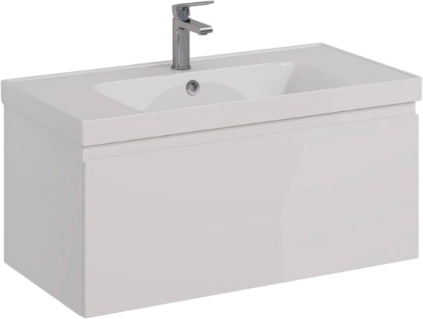 Тумба под раковину Lemark Veon mini 90 белая глянцевая, 1 ящик