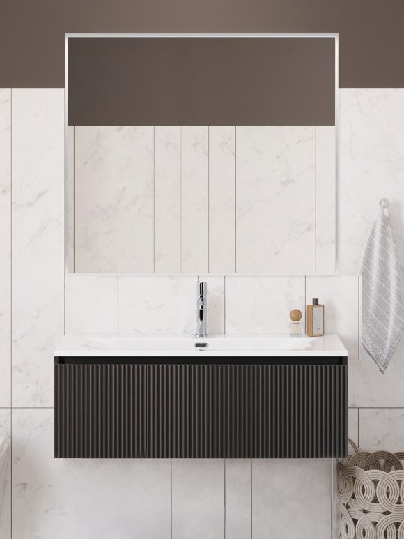 Мебель для ванной комнаты BelBagno Uno 100 подвесная, 1 ящик, матовая темно-серая