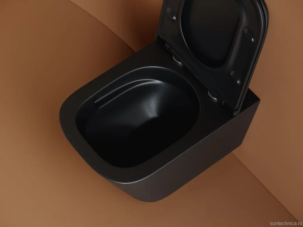Унитаз подвесной Ceramicanova Union CN4009TMB с микролифтом, безободковый, черный матовый